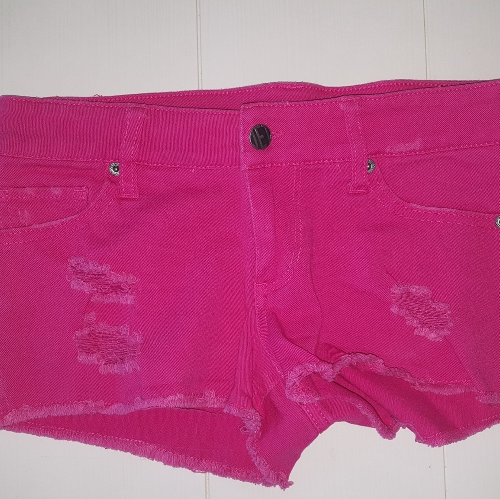 Hot pink destroyed shorts. Like new!